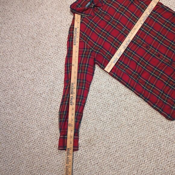 Lauren Ralph Lauren Button Up Shirt Womens Medium Red Plaid Roll Tab Sleeve - Picture 3 of 7
